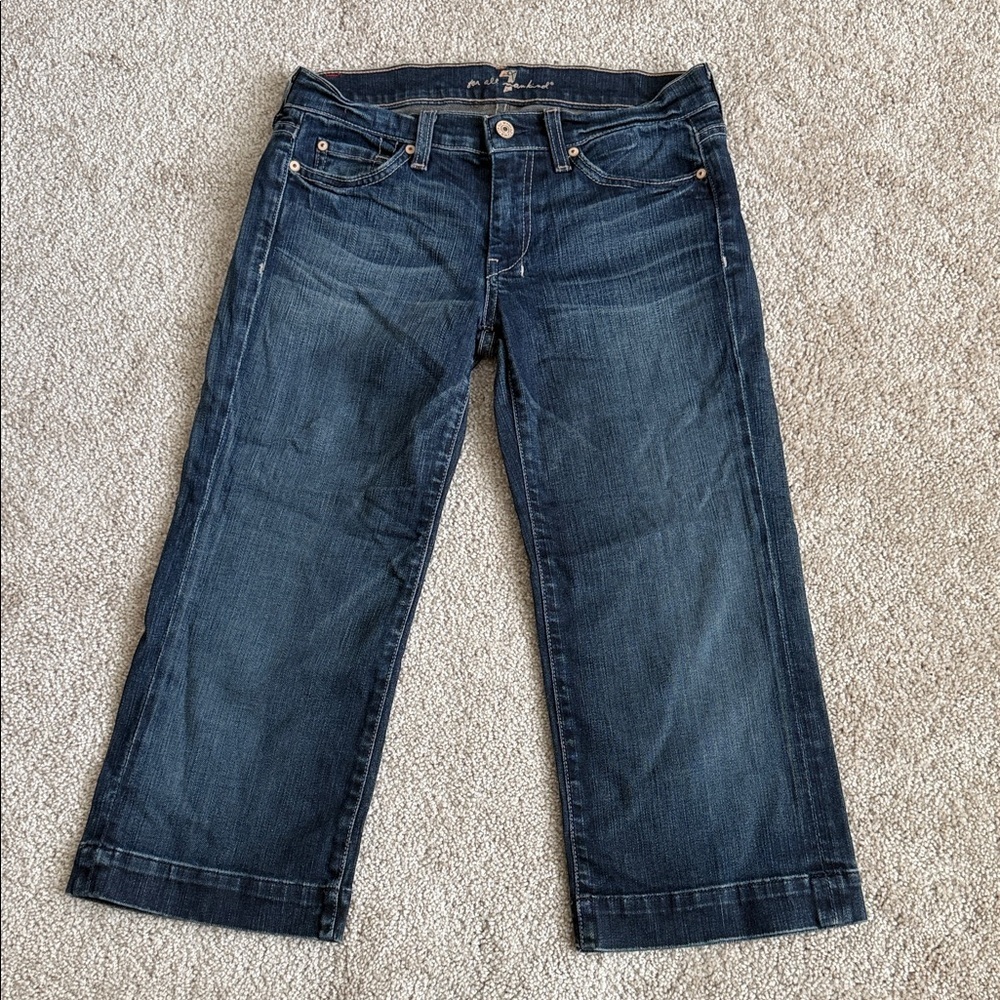 7 For All Mankind Dojo Crop Dark Wash Low Rise Jeans Y2K Capris